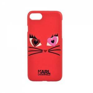 Купить гелевый чехол для iPhone 7 / 8 Karl Lagerfeld Choupette in love 2 Hard PU Red, KLHCP7CL2RE
