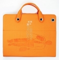 Кожаный чехол сумка с ручками для iPad 2/3/4 Smart Zone портфель (оранжевый)