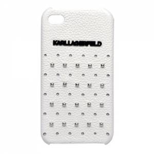 Купить кожаный чехол накладку для iPhone 4/4S Karl Lagerfeld TRENDY Hard White (KLHCP4TRSW)