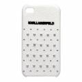 Кожаный чехол накладка для iPhone 4/4S Karl Lagerfeld TRENDY Hard White (KLHCP4TRSW)