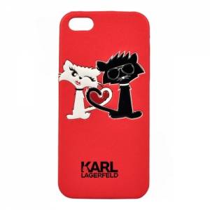 Купить чехол накладка Karl Lagerfeld для iPhone 5/5S/SE Choupette in love, Red (KLHCPSECL1RE)