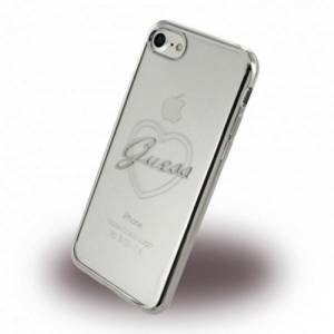 Купить гелевый чехол накладку Guess для iPhone 7 / 8 Signature heart Hard TPU Silver, GUHCP7TRHS