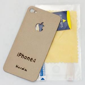 Кожаная наклейка на iPhone 4 iMat II на заднюю панель (бежевая)