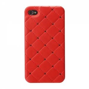 Купить кожаный чехол накладку со стразами iCover для iPhone 4/4S Leather Swarovski Red (IP4-LE-SW/R), красный