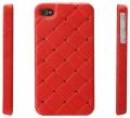 Кожаный чехол накладка со стразами iCover для iPhone 4/4S Leather Swarovski Red (IP4-LE-SW/R), красный