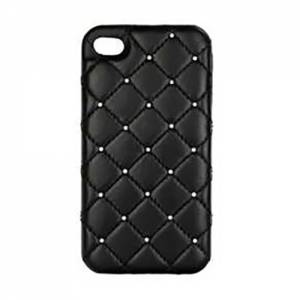 Купить кожаный чехол накладку со стразами iCover для iPhone 4/4S Leather Swarovski Black (IP4-LE-SW/BK), черный