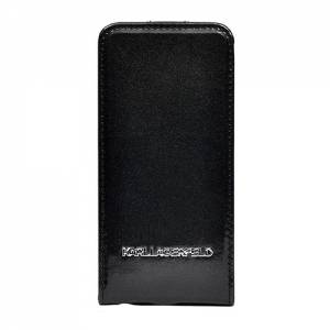 Купить кожаный чехол с флипом для iPhone 5/5S/SE Karl Lagerfeld VINYL Flip Black (KLFLP5GLB)