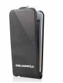 Кожаный чехол с флипом для iPhone 5/5S/SE Karl Lagerfeld VINYL Flip Black (KLFLP5GLB)