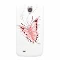 Чехол накладка iCover для Samsung Galaxy S4 Hand Printing Happy Butterfly White (GS4-HP/W-HB) розовая бабочка на белом фоне