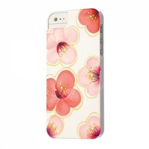 Купить чехол накладку iCover для iPhone SE / 5 / 5S Cherry Blossoms White/Red (IP5-HP/W-CR/R) красные и розовые цветы на белом фоне