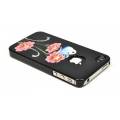 Чехол накладка iCover для iPhone 4/4S Anemone Black/Pink (IP4-HP/BK-AM/P) розовые цветы с синей бабочкой на черном фоне