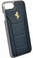 Кожаный чехол накладка Ferrari для iPhone 7 / 8 488 (Gold) Hard Leather Blue, FESEGHCP7BL