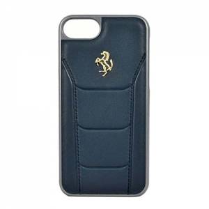 Купить кожаный чехол накладку Ferrari для iPhone 7 / 8 488 (Gold) Hard Leather Blue, FESEGHCP7BL