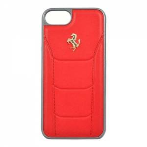 Купить кожаный чехол накладку Ferrari для iPhone 7 / 8 488 (Gold) Hard Leather Red, FESEGHCP7RE