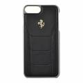 Кожаный чехол накладка Ferrari для iPhone 7 Plus / 7+ / 8 Plus / 8+ 488 (Gold) Hard Leather Black, FESEGHCP7LBK