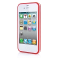 Гелевый чехол накладка для iPhone 4 / 4S с рамкой бампером и отверстием под логотип (красный)