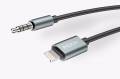 AUX кабель 3.5 mm - Lightning ROCK Audio Cable, Space Grey (RAU055) для 8 pin разъемов