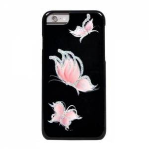 Купить чехол накладку iCover для iPhone 6/6S HP Pure Butterfly Black/Pink (IP6/4.7-HP/BK-PB/P), розовые бабочки на черном фоне