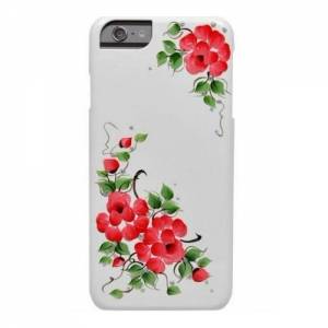 Купить чехол накладку iCover для iPhone 6/6S HP Sweet Rose Red (IP6/4.7-HP/W-SR/R), красные цветы с листьями на белом фоне