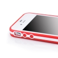 Гелевый чехол накладка для iPhone 4 / 4S с рамкой бампером и отверстием под логотип (красный)