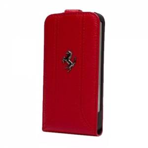 Купить кожаный чехол с флипом для iPhone SE / 5S / 5 Ferrari Flip FF-Collection, Red