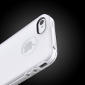 Гелевый чехол накладка для iPhone 4 / 4S с рамкой бампером и отверстием под логотип (белый)