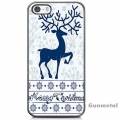 Чехол накладка для iPhone 4 / 4S с авторским дизайном MOSNOVO Retro Blue Christmas Reindeer (с пленкой в комплекте)
