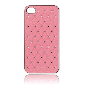 Купить чехол накладка Rhombus для iPhone 4 / 4S со стразами на объемных ромбах (розовая) в интернет магазине
