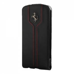 Купить кожаный чехол с флипом для iPhone SE / 5S / 5 Ferrari Flip Montecarlo Black (FEMTFLP5BL)