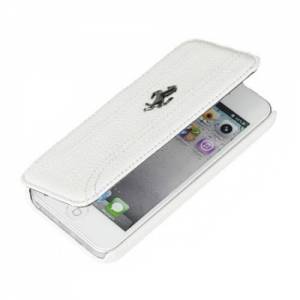 Купить кожаный чехол книжку для iPhone 5C Ferrari FF-Collection Booktype Wht (FEFFFLBKPMWH)