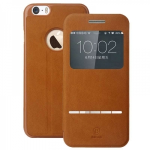 Купить кожаный чехол книжку для iPhone 6 / 6S Baseus Terse Leather Case с окошком и слайдером (Biege)