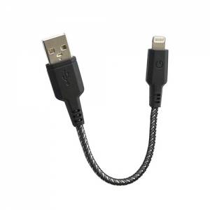 Купить короткий USB кабель EnergEA Nylotough для iPhone/iPad 8 pin Lightning MFI, Black 16 см. (CBL-NT-BLK016)