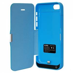 Купить чехол-аккумулятор с флипом EXEQ для iPhone 5/5S/5C, 2300 мАч, синий (iF03)