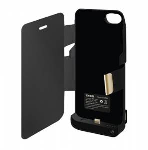 Купить чехол-аккумулятор с флипом EXEQ для iPhone 5/5S/5C, 4300 мАч, чёрный (iF06)