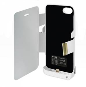 Купить чехол-аккумулятор с флипом EXEQ для iPhone 5/5S/5C, 4300 мАч, белый (iF06)