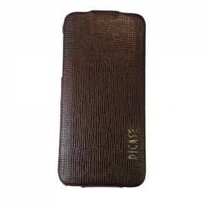 Купить кожаный чехол блокнот для iPhone 5 / 5S Dicase с змеиной фактурой (коричневый)