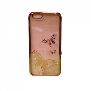 Купить гелевый чехол со стразами для iPhone 6 / 6S Electroplating Rose Gold "Бабочки"