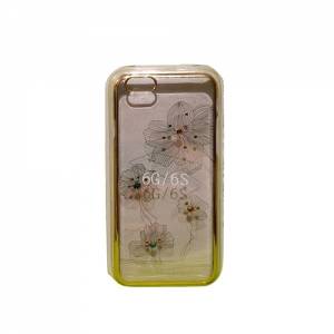 Купить прозрачный гелевый чехол со стразами для iPhone 6 / 6S Flowers Gold "Цветы"