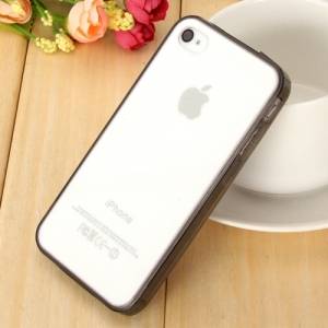 Купить гелевый прозрачный чехол для iPhone 4/4S с акриловой задней панелью (Grey) в интернет магазине