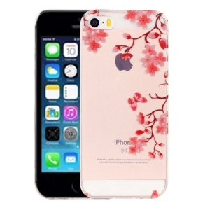 Купить чехол накладку Soft Touch для iPhone SE/5S/5 с сиреневыми цветами (светятся в темноте)