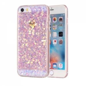 Купить мерцающий гелевый чехол с блестками для iPhone SE / 5 / 5S Glitter Powder (Pink) 