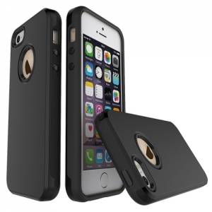 Купить противоударный защитный чехол для iPhone SE / 5 / 5S Simple Brushed PC+TPU (Black)