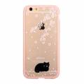 Прозрачный чехол для iPhone 6 Plus / 6S Plus с розовой рамкой бампером, цветами и котом