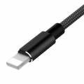USB кабель Baseus 8 pin в нейлоновой оплетке с угловым USB разъемом для зарядки и синхронизации iPhone / iPad, 1 метр (Black)