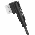 USB кабель Baseus 8 pin в нейлоновой оплетке с угловым USB разъемом для зарядки и синхронизации iPhone / iPad, 1 метр (Black)