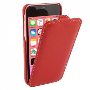 Купить кожаный чехол блокнот с флипом Melkco Premium для iPhone 5C красный в интернет магазине