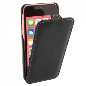 Кожаный чехол блокнот с флипом Melkco Premium для iPhone 5C черный в интернет магазине