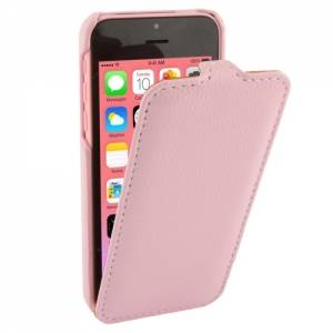 Купить кожаный чехол блокнот с флипом Melkco Premium для iPhone 5C розовый в интернет магазине