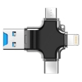 Адаптер переходник POFAN 4 в 1 USB Type-C / USB 3.0 / Micro USB / 8 Pin / TF Card Reader для обмена данными между смартфонами, планшетами и компьютером