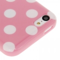 Чехол накладка Dot TPU Case для iPhone 5C (розовый с белым)